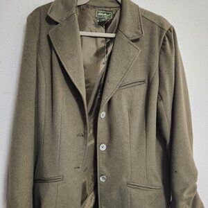 Eddie Bauer Womens Forest Moss Green Pea Coat XL Tall